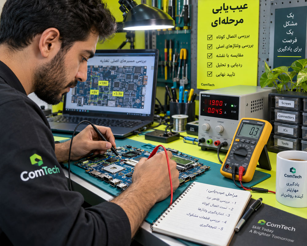 آموزش مرحله ای عیب یابی برد