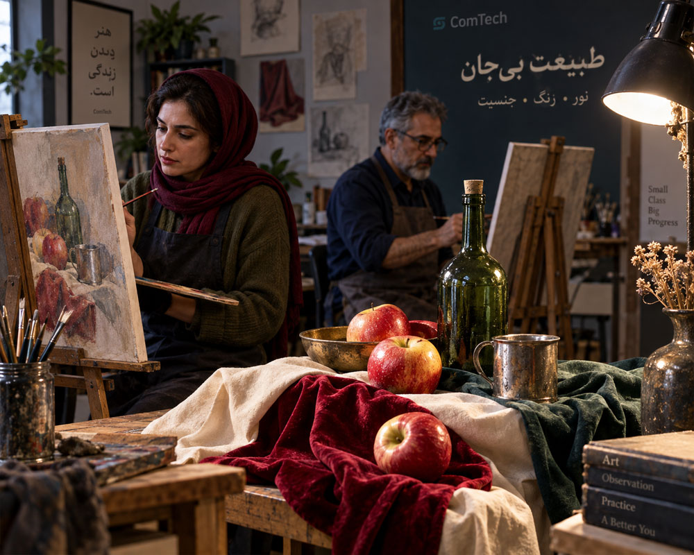 آموزش طبیعت بی جان رنگ روغن