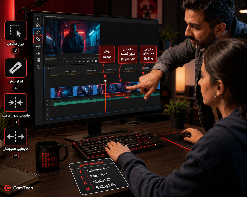 آشنایی با تایملاین، ترکها و ابزارهای برش در Premiere Pro