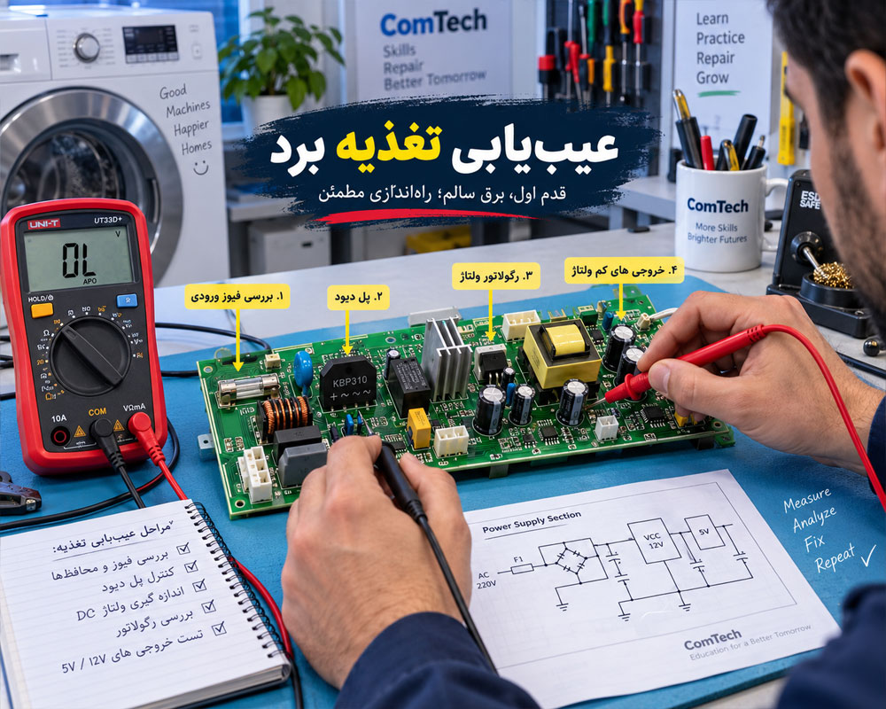عیب یابی تغذیه برد ماشین لباسشویی