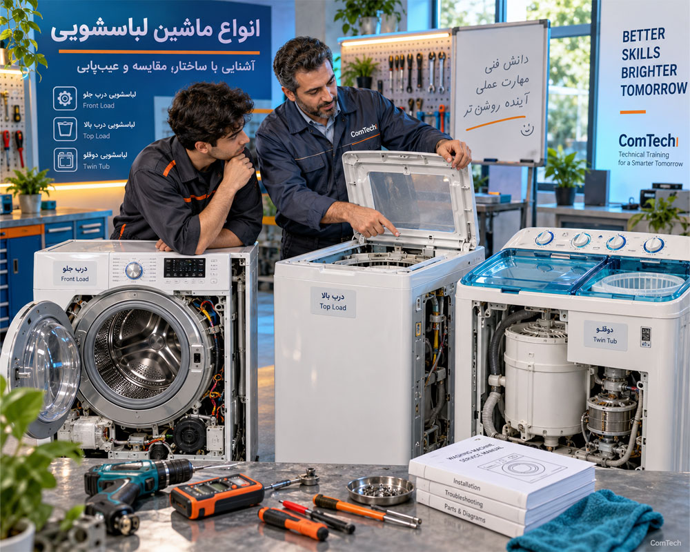 آموزش انواع ماشین لباسشویی درب جلو و بالا