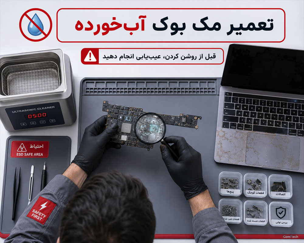 تعمیر مک بوک آب‌خورده
