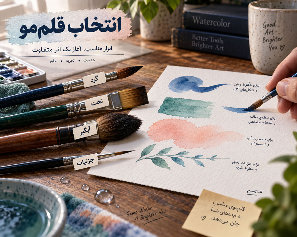 آموزش انتخاب قلم موی آبرنگ