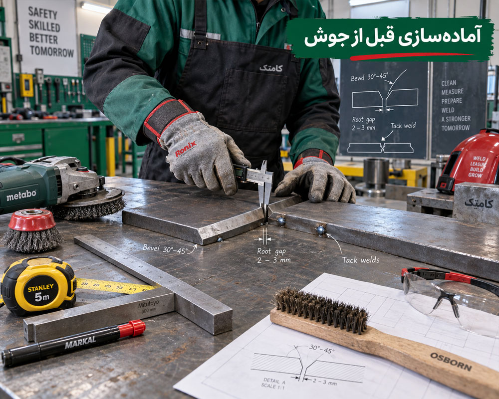 آموزش آماده سازی قطعات قبل از جوشکاری صنعتی