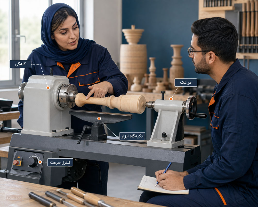 آموزش اجزای دستگاه خراطی چوب